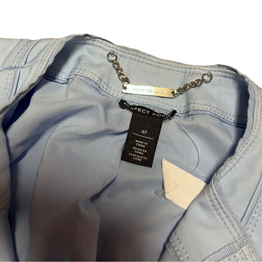 White House Black Market Blue Blazer Fitted Asymmetrical sz 4 Petite - Picture 7 of 9